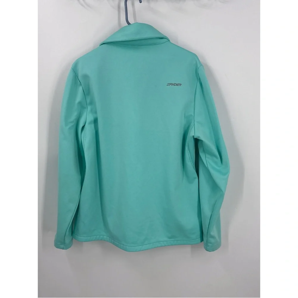 Spyder Fleece lined off center zipper aqua blue Ski Jacket Lightweight XL